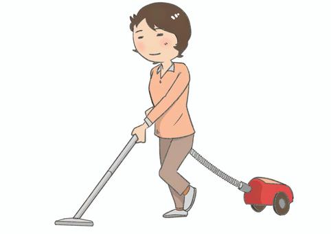 作業員清掃女子 作業員清掃女子 掃除,女性,作業員,清掃員,掃除機のイラスト素材