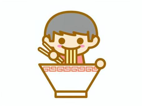 ラーメンを食べる男の子　レッド 男の子,ラーメン,食べ物,人物,食事,麺のイラスト素材