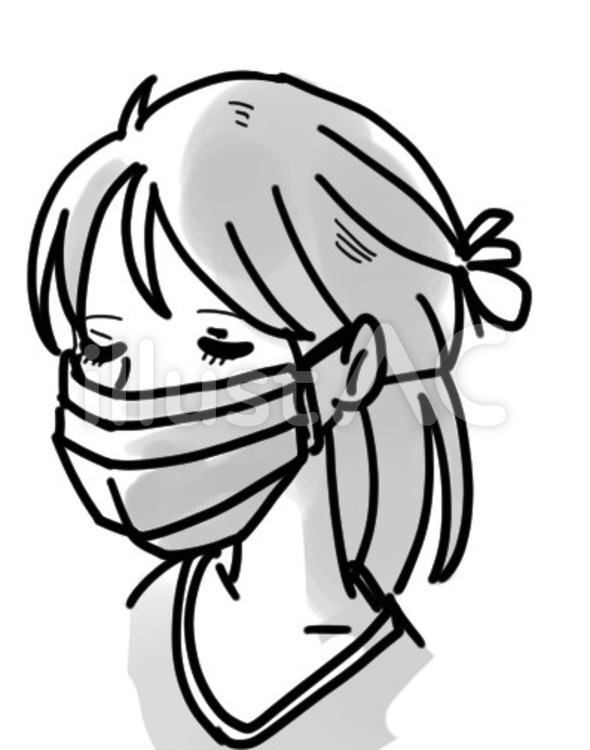 マスク 女子,マスク,飛沫防止のイラスト素材