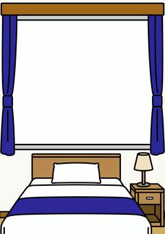 壁紙の紺のベッドルームです。 壁紙,ベッド,シンプル,ベッドスロー,シングルベッド,神具,インテリア,枕,マットレス,ベッドカバーのイラスト素材