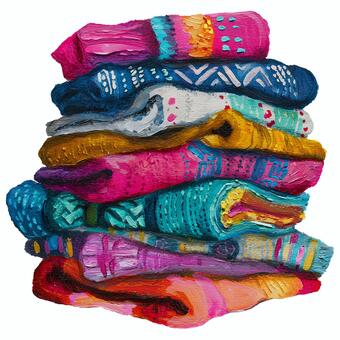 重ねたセーター セーター,ニット,冬服,衣類,ファッション,あったかい,手描き,油絵,厚塗り風,テクスチャのイラスト素材