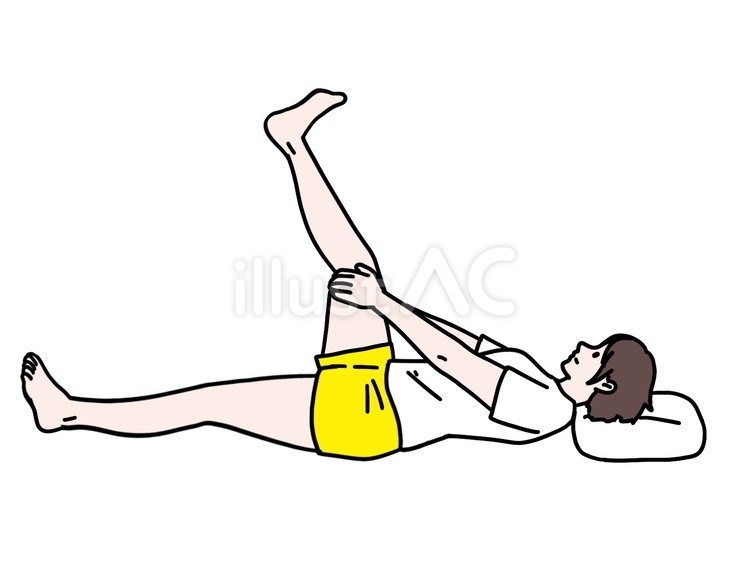片脚を持ち上げる 女性,仰向け,寝るのイラスト素材
