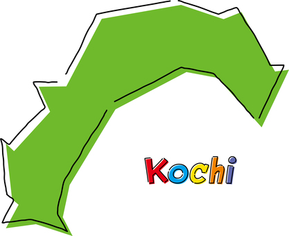 高知　手描き風のシンプルな線画の地図  高知,県,都道府県,手描き,フリーハンド,地域,地方,地図,ラフ,シンプルのイラスト素材