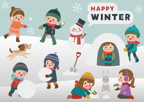 Illustration, snow, child, winter, 