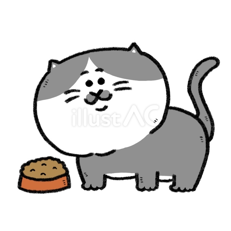 餌をもらった猫（グレー） 動物,生き物,猫のイラスト素材