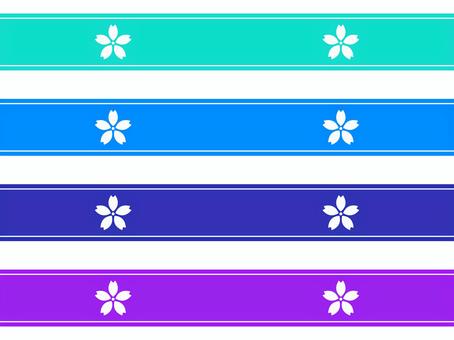 かわいい花のリボンバナー 青・紫系セット かわいい花のリボンバナー 青・紫系セット 花,バナー,リボンのイラスト素材