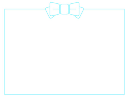 水色のリボンが付いた横長フレーム 水色のリボンが付いた横長フレーム フレーム,リボン,背景,水色,青,パステルカラー,横,カード,グリーティング,招待状のイラスト素材