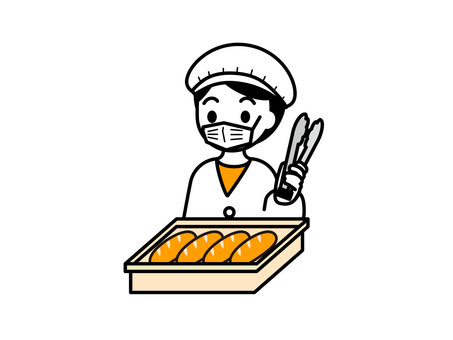 パンを配る給食当番の子ども01 人物,子ども,パン,コッペパン,小学校,保育園,幼稚園,こども園,福祉施設,給食のイラスト素材