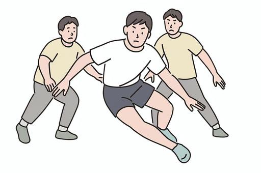 カバディで攻める選手たち カバディ,スポーツ,チーム戦,攻防,競技,インド発祥,体育館,体験,珍しいスポーツ,マイナースポーツのイラスト素材