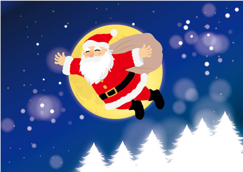 空飛ぶサンタクロース3 サンタクロース,クリスマス,12月,おじいさん,ひげ,聖夜,かわいい,シンプル,冬,煙突のイラスト素材
