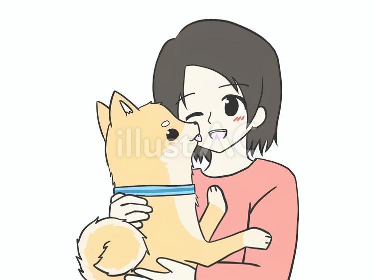 柴犬さんと飼い主（女性ver） 柴犬,犬,女性のイラスト素材