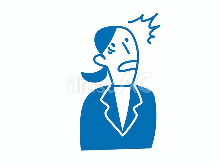 びっくりするスーツの女性のゆるイラスト ビジネスマン,新社会人,新人のイラスト素材