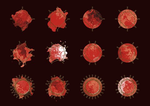 赤系マーブルテクスチャと金色のフレーム マーブル,アイコン,かっこいい,セット,高級感,リッチ,フレーム,枠,抽象,赤のイラスト素材