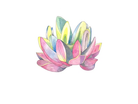 水彩画のハスの花 ハスの花,水彩画,花,線画,シンプルのイラスト素材