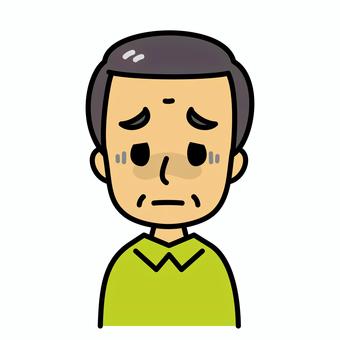 シニア男性　顔色が悪い 高齢者,病気,症状,顔色,血色,悪い,青い,顔,男性,顔面蒼白のイラスト素材