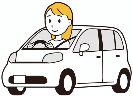  ロングヘア女性(黄)-469-全身 自動車,女性,女の子,人物,かわいい,乗り物,移動,乗る,通勤,乗用車のイラスト素材