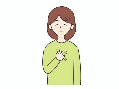 心がきゅっと痛む女性 女性,痛み,心,悲しい,苦しい,切ない,悩み,不安,ストレス,精神的のイラスト素材