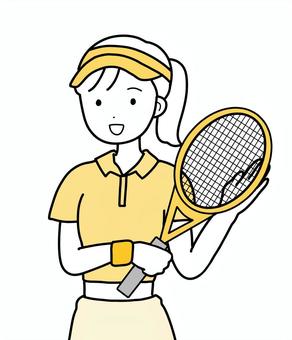 シンプルテニス選手（y） シンプル,人,女,ラケット,選手,ポニーテール,ポロシャツ,テニスプレーヤー,テニス選手,テニスのイラスト素材