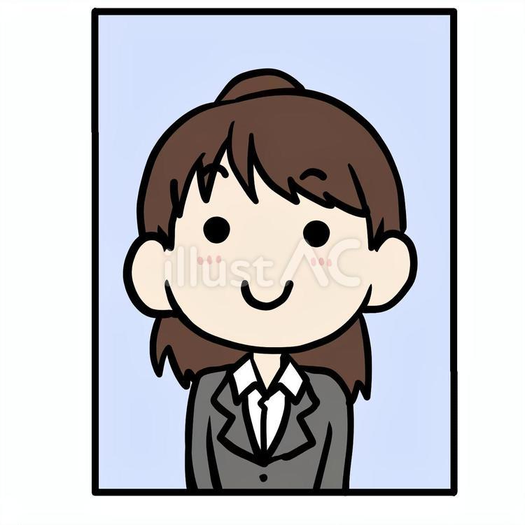 就活女性の証明写真 女性,証明写真,就職活動のイラスト素材