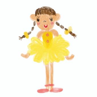 Illustration, pigtails, une fille, ballerine, 