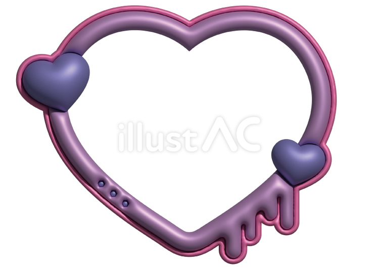 ぷっくりフレーム　溶けてるハート ぷっくり,立体,3dのイラスト素材