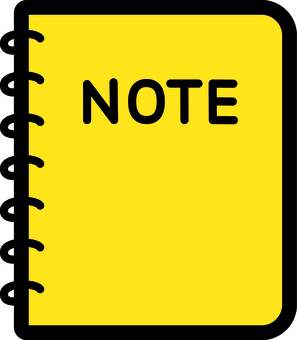 黄色のメモ帳です。 メモ帳,シンプル,ノート,手帳,文房具,記録,記憶,書き込み,手書き,ページのイラスト素材