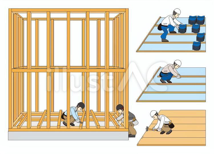 家を造る 家,建築,建築現場のイラスト素材