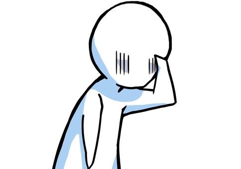 体調を崩した人 体調不良,疲れ,めまい,だるい,ストレス,シンプル,棒人間のイラスト素材