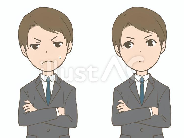 腕組みをして考える男性 男性,人物,男の人のイラスト素材