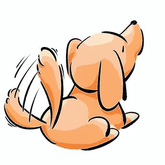 フリフリ 犬,後ろ姿,しっぽ,振る,かわいいのイラスト素材