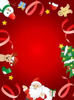 クリスマスの背景、フレーム35 クリスマスの背景、フレーム35 かわいい,クリスマス,サンタクロース,リボン,クリスマスツリー,フレーム,背景,水彩,手描き,トナカイのイラスト素材