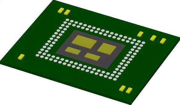 システムオンチップ コンピュータ,電子部品,半導体,soc,システムオンチップ,集積回路,精密機械,緑色,蛍光色,3dcgのイラスト素材