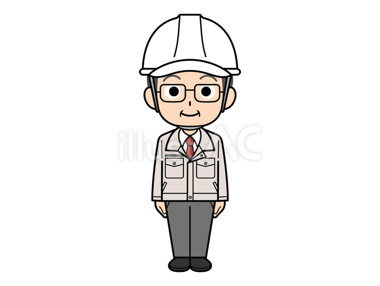 ヘルメットをかぶった中年の現場監督 男性,中年,現場のイラスト素材