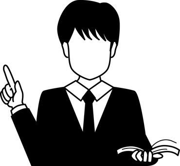 先生説明 先生,講師,本,持つ,説明,解説,スーツ,ネクタイ,男性,白黒のイラスト素材