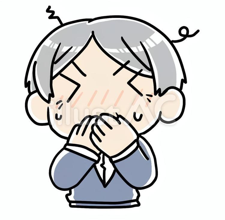 口を抑えるおじいさん 口,抑える,おじいさんのイラスト素材