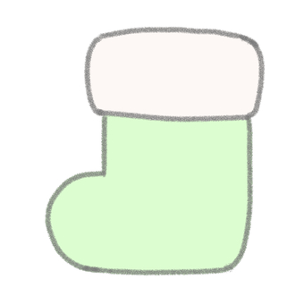 ふわふわサンタ靴緑 サンタ,靴,ブーツ,クリスマス,イベント,アイコン,シンプル,ゆるい,手描き,手書きのイラスト素材