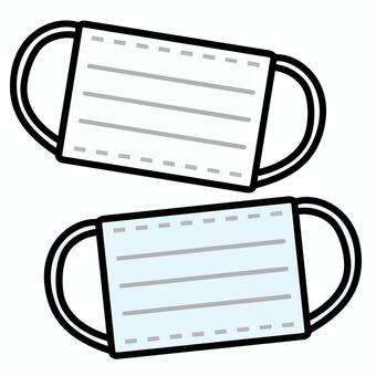 白と水色の不織布マスクのセット マスク,不織布,生活用品,着用,必需品,衛生用品,エチケット,使い捨て,衛生,感染のイラスト素材
