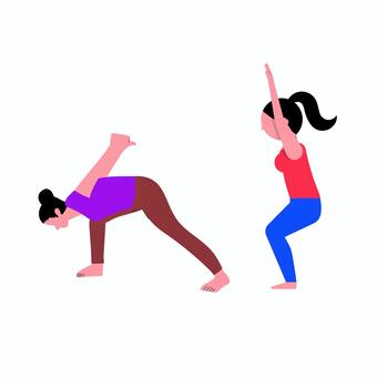 ヨガ 0119 ヨガ,バランス,女性,ポーズ,ストレッチ,運動,健康,柔軟,体操,トレーニングのイラスト素材