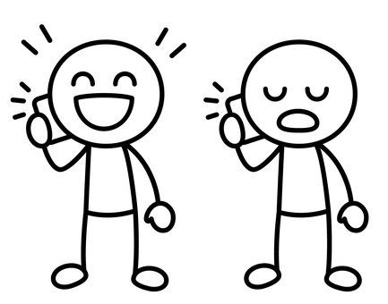 電話 電話,スマホ,話す,棒人間,白黒,モノトーン,シンプル,笑顔,会話,人間のイラスト素材