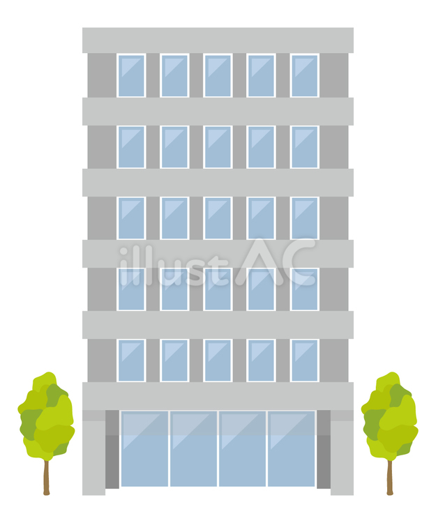 6階建ての鉄筋コンクリートのビルの外観 ビル,オフィスビル,外観のイラスト素材
