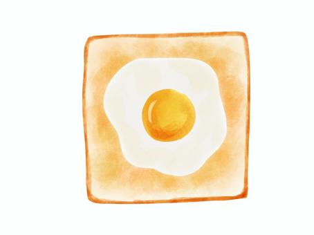 目玉焼きをのせたトースト 目玉焼き,トースト,朝食,パン,卵,水彩のイラスト素材