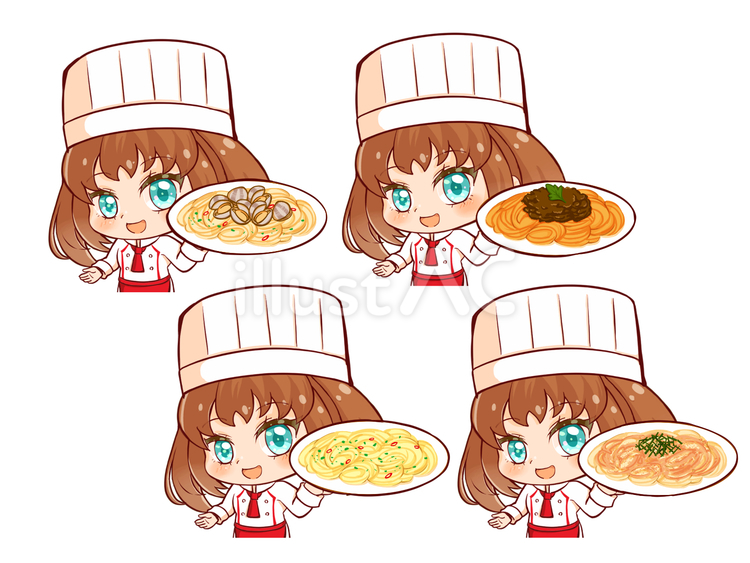 イタリアンシェフとパスタ料理２ イタリアンシェフ,食べ物,パスタのイラスト素材