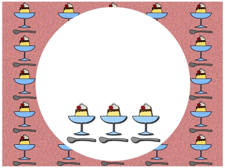 プリンのフレ−ム　ピンク プリン,フレ−ム,ポストカード,メッセージカード,円,丸,ザラザラ,ノイズ,ピンクのイラスト素材