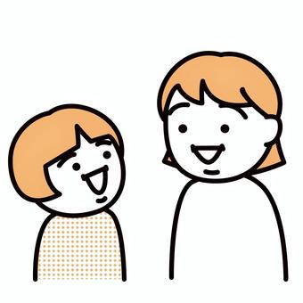 ママと笑顔で話す小学生女の子バージョン 小学生,女の子,娘,お母さん,ママ,笑顔,会話のイラスト素材