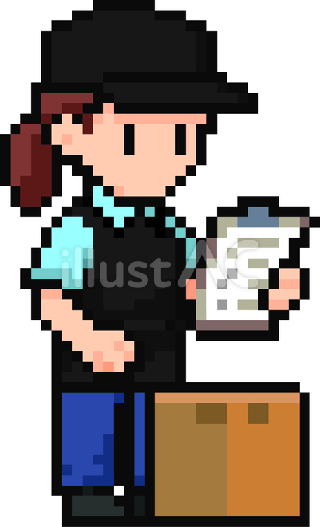 ドット絵の黒の倉庫作業員です。 ドット絵,倉庫,作業員のイラスト素材