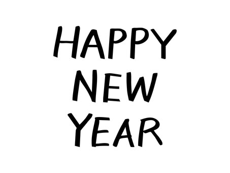 HAPPY NEW YEAR・手書き文字 年賀状,年賀状素材,文字,手書き,手書き文字,かわいい,シンプル,年賀はがき,メッセージ,正月のイラスト素材