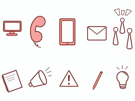 ビジネスアイコン　赤 ビジネス,仕事,会社,アイコン,線画,ピクトのイラスト素材