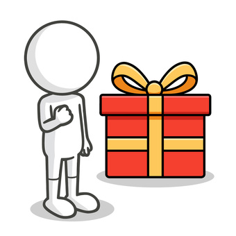 クリスマスツリーと楽しむ棒人間 プレゼント,喜ぶ,可愛い,楽しい,シーン,祝う,かわいい,冬,ポジティブ,ギフトのイラスト素材