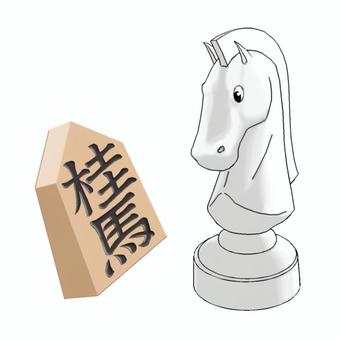 桂馬とナイト 馬,午,干支,桂馬,ナイト,将棋,チェス,駒,ゲームのイラスト素材