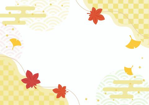敬老の日の和柄フレーム、秋の紅葉と和柄6 敬老の日,秋,紅葉,背景,和柄,フレーム,和風,和,枠,飾り枠のイラスト素材